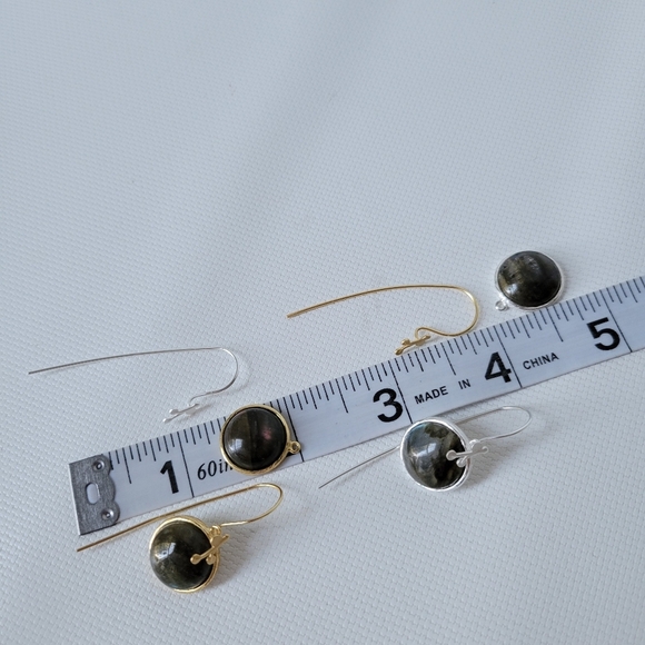 925 Sterling Silver Labradorite 2 In One Earrings - Picture 5 of 6